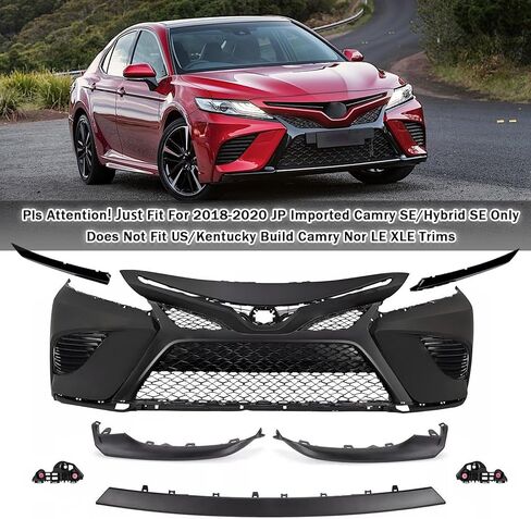 Complete Front Bumper Cover Kit Compatible with 2018 2019 2020 Toyota Camry SE/XSE Sedan Bumper Cover With Upper&Lower Grille Assembly 12pcs Body Kit Replacement in Kuwait