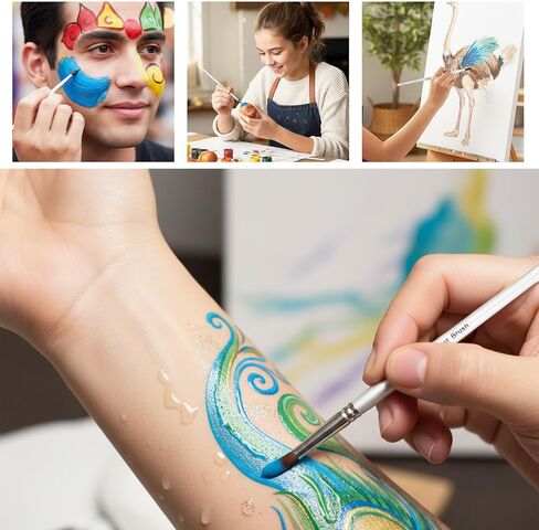 10PCS Paint Makeup Brushes, Face Paint Brushes, Acrylic Paints Brush Set for Face Body Painting, Suit for Valentine Chrismas Halloween Cosplay Party Arty Stage Makeup in Saudi Arabia