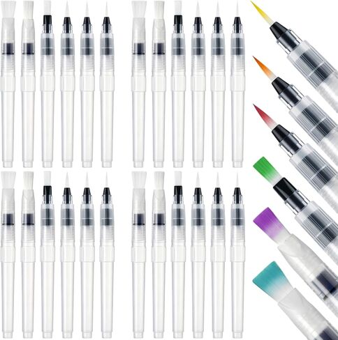 24 Pcs Watercolor Brush Pens Set Refillable Watercolor Paint Pens Includes Pointed and Flat Tip Styles for Artists Adults Beginners Leakproof Brush Tips for Blending Calligraphy Coloring Art in Saudi Arabia