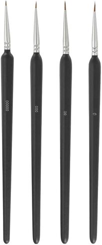 MECCANIXITY 4 Pcs Detail Paint Brushes Set, 5.5mm/6.5mm/7.5mm/9.5mm Fine Pointed Tip Miniature Paint Brushes for Acrylic Painting Oil Watercolor(00000/000/00/0), Black in Saudi Arabia