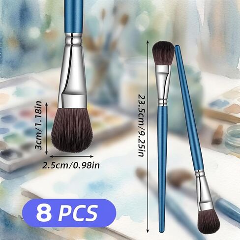 TIESOME 8Pcs Mop Brush for Acrylic Painting, 1 Inch Blending Brush for Acrylic Painting with Short Wooden Handle, Oval Blending Brushes Oil Paint Brushes for Acrylic, Watercolor, Gouache, Face Body in Saudi Arabia