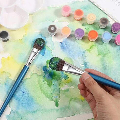 TIESOME 8Pcs Mop Brush for Acrylic Painting, 1 Inch Blending Brush for Acrylic Painting with Short Wooden Handle, Oval Blending Brushes Oil Paint Brushes for Acrylic, Watercolor, Gouache, Face Body in Saudi Arabia