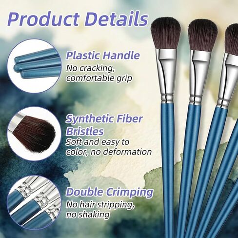 TIESOME 8Pcs Mop Brush for Acrylic Painting, 1 Inch Blending Brush for Acrylic Painting with Short Wooden Handle, Oval Blending Brushes Oil Paint Brushes for Acrylic, Watercolor, Gouache, Face Body in Saudi Arabia