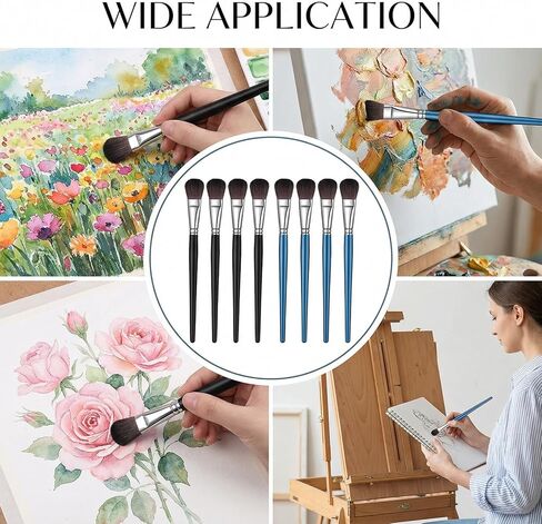 TIESOME 8Pcs Mop Brush for Acrylic Painting, 1 Inch Blending Brush for Acrylic Painting with Short Wooden Handle, Oval Blending Brushes Oil Paint Brushes for Acrylic, Watercolor, Gouache, Face Body in Saudi Arabia