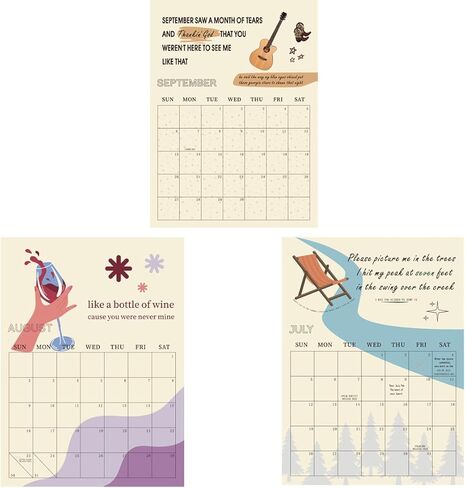 2026 Lyric Calendar TS, Taylor Calendar with Song Lyrics, 12 Monthly Calendar Planner, Music Lover Gifts in Saudi Arabia
