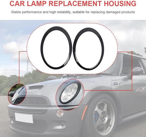 2 قطعة إطار أمامي للسيارة ضوء خلفي متوافق مع Mini Cooper R50 R52 R53 2001-2006 مصباح سيارة بديل غطاء غطاء الكسوة ملصق (رمادي 1) in Kuwait