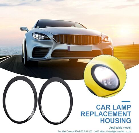 2 قطعة إطار أمامي للسيارة ضوء خلفي متوافق مع Mini Cooper R50 R52 R53 2001-2006 مصباح سيارة بديل غطاء غطاء الكسوة ملصق (رمادي 1) in Kuwait