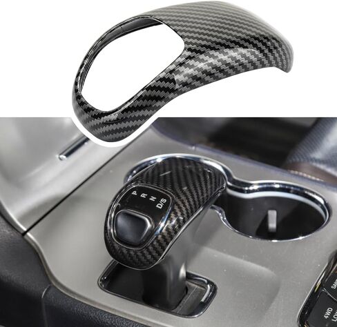 Gear Shift Knob Cover Shifter Head Cap Trim Protector for Jeep Grand Cherokee 2014 2015 Dodge Charger Chrysler 300C 2012 2013 2014 Interior Accessories (Carbon Fiber Look) in Kuwait