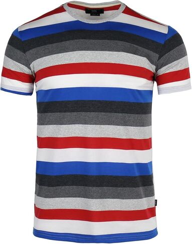 مجموعة تي شيرتات مخططة للرجال - تي شيرتات قطنية كاجوال ومريحة، مجموعة متنوعة من الألوان in Kuwait