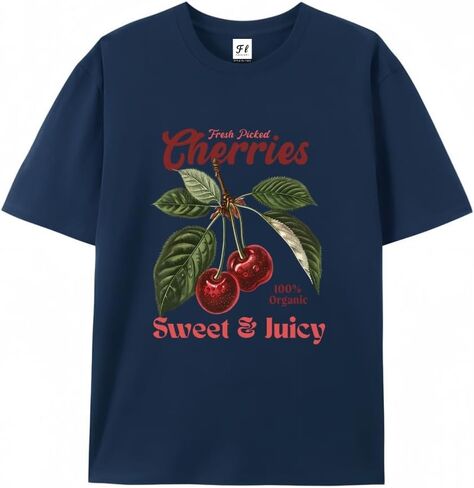 Women T Shirts Cherry T-Shirt Short Sleeve Sweet Top Round Neck Man Tee Shirts All-Season Tshirt in Saudi Arabia