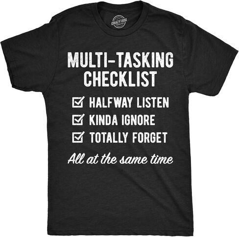 Mens Funny T Shirts Multi Tasking Checklist Sarcastic Joke Themed Tee for Men in Saudi Arabia
