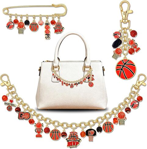 YAHPERN 3 قطعة حقيبة رياضية Charms للنساء كرة القدم كرة السلة البيسبول محفظة Charms سلاسل المفاتيح بروش دبوس اكسسوارات الهدايا in Saudi Arabia
