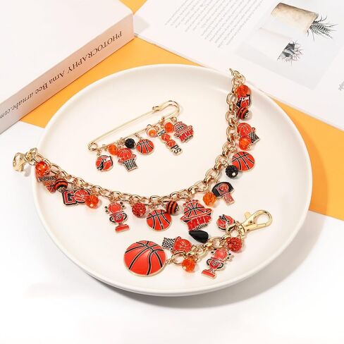YAHPERN 3 قطعة حقيبة رياضية Charms للنساء كرة القدم كرة السلة البيسبول محفظة Charms سلاسل المفاتيح بروش دبوس اكسسوارات الهدايا in Saudi Arabia