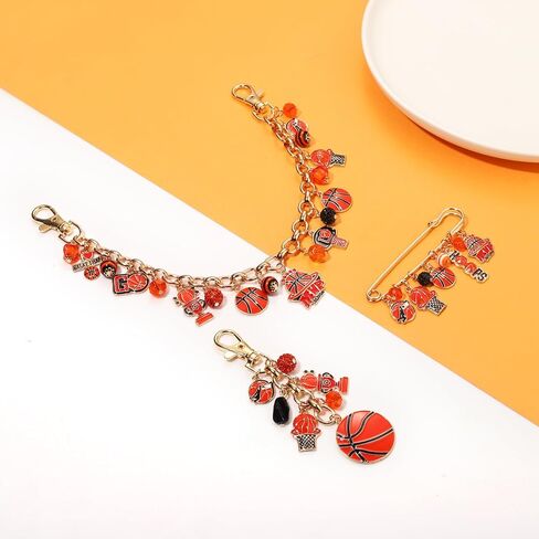 YAHPERN 3 قطعة حقيبة رياضية Charms للنساء كرة القدم كرة السلة البيسبول محفظة Charms سلاسل المفاتيح بروش دبوس اكسسوارات الهدايا in Saudi Arabia