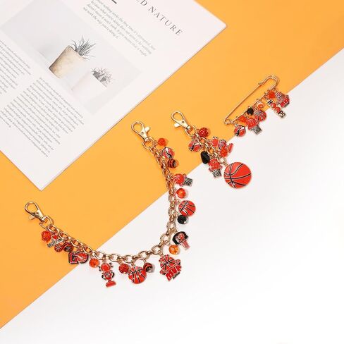 YAHPERN 3 قطعة حقيبة رياضية Charms للنساء كرة القدم كرة السلة البيسبول محفظة Charms سلاسل المفاتيح بروش دبوس اكسسوارات الهدايا in Saudi Arabia