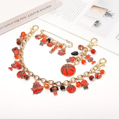 YAHPERN 3 قطعة حقيبة رياضية Charms للنساء كرة القدم كرة السلة البيسبول محفظة Charms سلاسل المفاتيح بروش دبوس اكسسوارات الهدايا in Saudi Arabia