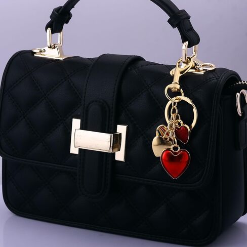 Heart Bag Charms Keyring - Cute Elegant Purse Charm for Handbags - Bag Car Keychain Accessories for Women Gifts in Saudi Arabia