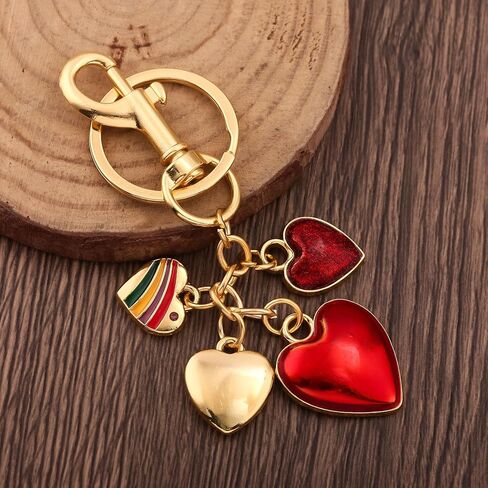 Heart Bag Charms Keyring - Cute Elegant Purse Charm for Handbags - Bag Car Keychain Accessories for Women Gifts in Saudi Arabia