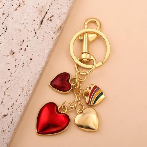 Heart Bag Charms Keyring - Cute Elegant Purse Charm for Handbags - Bag Car Keychain Accessories for Women Gifts in Saudi Arabia