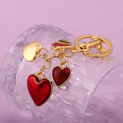 Heart Bag Charms Keyring - Cute Elegant Purse Charm for Handbags - Bag Car Keychain Accessories for Women Gifts in Saudi Arabia