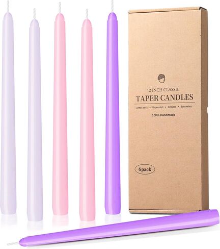 W&LESVAGO 4 Pcs Rose Print Taper Candles,10 Inch Rose Floral Patterns Ivory Dripless Long Candles Set for Wedding Anniversary Home Decor Dinner Party in Kuwait