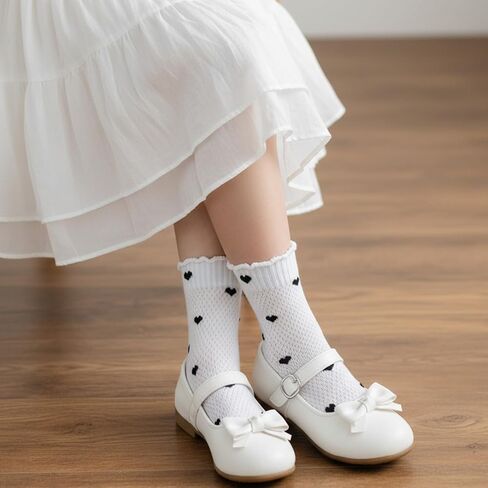 6 Pairs Heart Socks for Women, Ruffle Socks Women with Heart-Shaped Pattern, Soft Breathable Fashionable Ankle Sock, Available In 6 Colors in Kuwait