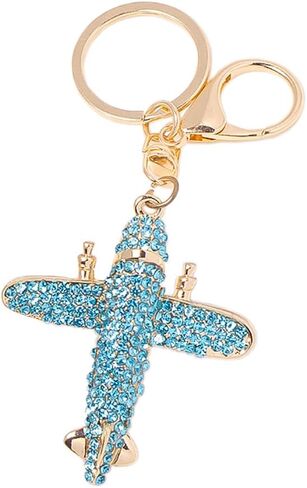 Cute Airplane Design Cute Sparkling Keychain Funny Key Chain Keyring Bag Wallet Accessories for Women in Kuwait