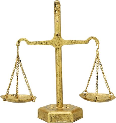 Owlgift Vintage Gold “Scale of Justice" Jewelry Stand – Iron Metal Jewelry Holder, 6.7″ W × 9.5″ H × 3.1″ D – Antique Law Decor Gift for Lawyer, Judge, Auctioneer, Justice Symbol Accent Piece in Saudi Arabia