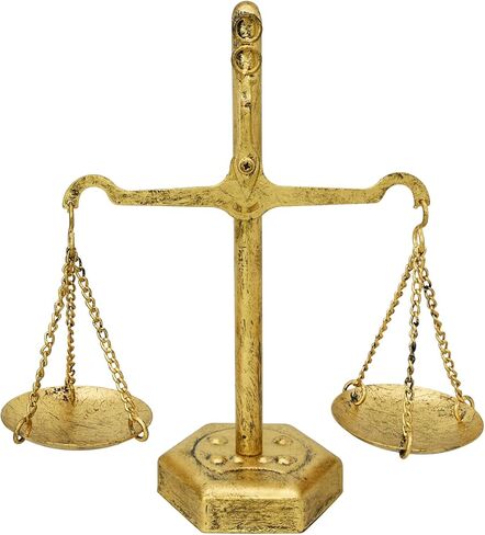 Owlgift Vintage Gold “Scale of Justice" Jewelry Stand – Iron Metal Jewelry Holder, 6.7″ W × 9.5″ H × 3.1″ D – Antique Law Decor Gift for Lawyer, Judge, Auctioneer, Justice Symbol Accent Piece in Saudi Arabia