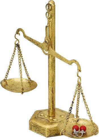 Owlgift Vintage Gold “Scale of Justice" Jewelry Stand – Iron Metal Jewelry Holder, 6.7″ W × 9.5″ H × 3.1″ D – Antique Law Decor Gift for Lawyer, Judge, Auctioneer, Justice Symbol Accent Piece in Saudi Arabia