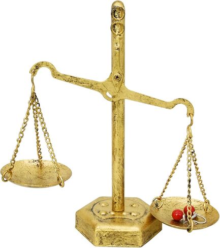 Owlgift Vintage Gold “Scale of Justice" Jewelry Stand – Iron Metal Jewelry Holder, 6.7″ W × 9.5″ H × 3.1″ D – Antique Law Decor Gift for Lawyer, Judge, Auctioneer, Justice Symbol Accent Piece in Saudi Arabia