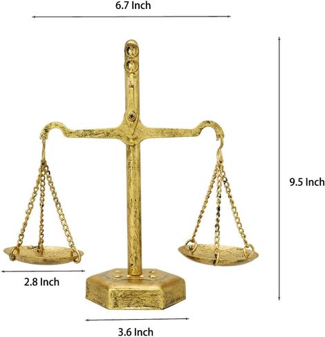 Owlgift Vintage Gold “Scale of Justice" Jewelry Stand – Iron Metal Jewelry Holder, 6.7″ W × 9.5″ H × 3.1″ D – Antique Law Decor Gift for Lawyer, Judge, Auctioneer, Justice Symbol Accent Piece in Saudi Arabia