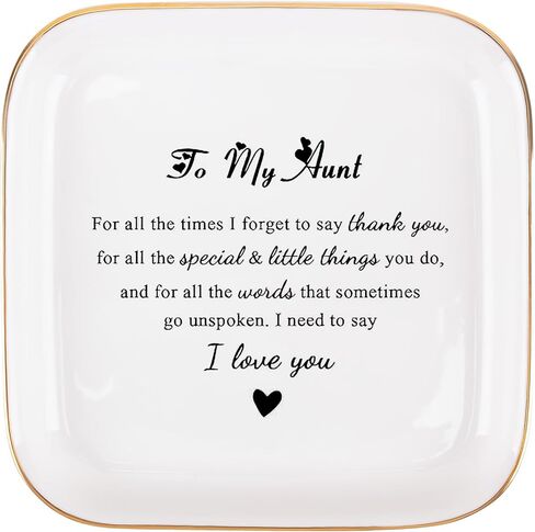 هدايا العمة من ابنة أخي - هدايا لتقدير طبق مجوهرات العمة، أفضل هدية عيد ميلاد العمة لعيد ميلاد العمة، صينية حامل خاتم من السيراميك لعيد الأم in Kuwait