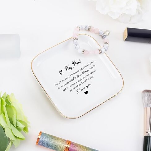 هدايا العمة من ابنة أخي - هدايا لتقدير طبق مجوهرات العمة، أفضل هدية عيد ميلاد العمة لعيد ميلاد العمة، صينية حامل خاتم من السيراميك لعيد الأم in Kuwait