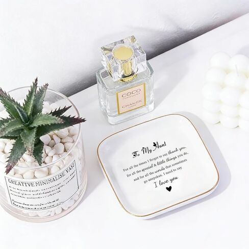 هدايا العمة من ابنة أخي - هدايا لتقدير طبق مجوهرات العمة، أفضل هدية عيد ميلاد العمة لعيد ميلاد العمة، صينية حامل خاتم من السيراميك لعيد الأم in Kuwait