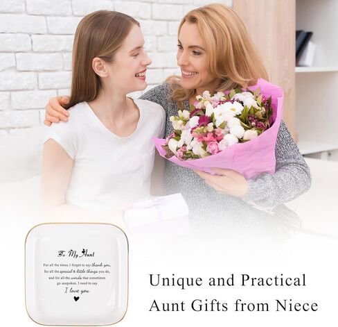 هدايا العمة من ابنة أخي - هدايا لتقدير طبق مجوهرات العمة، أفضل هدية عيد ميلاد العمة لعيد ميلاد العمة، صينية حامل خاتم من السيراميك لعيد الأم in Kuwait