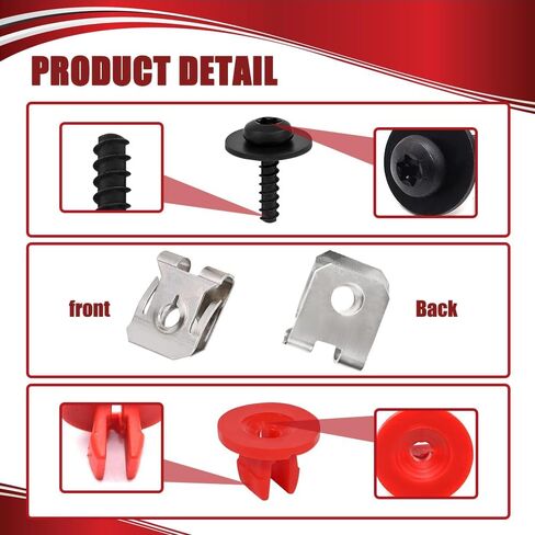 30PCS T30 Engine Splash Shield Guard Undertray Cover Screws Bolt Nut Clip Kit, Car Engine Screws, Engine Splash Shield Retainers Compatible with Ford Escape Explorer C-Max Lincoln Mondeo in Saudi Arabia