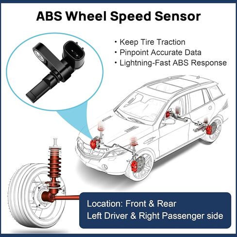 Front Rear ABS Wheel Speed Sensor Left Right Fits for Toyota Tacoma FJ Cruiser 4Runner Land Cruiser 2005 2006 2007 2008 2009 2010 2011 2012 2013 2014 2015 2016 2017 2018 2019 2020 89542-04020, 2PCS in Saudi Arabia