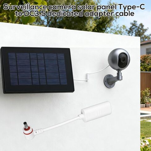 2pcs USB-C to Barrel Plug Adapter, USB C & DC3.5 Adapter Connect Jack Solar Panels to Barrel Plug in House Door Cameras Battery Charger Outdoor Accessories Wear-Resistant & Practical (White) in Saudi Arabia