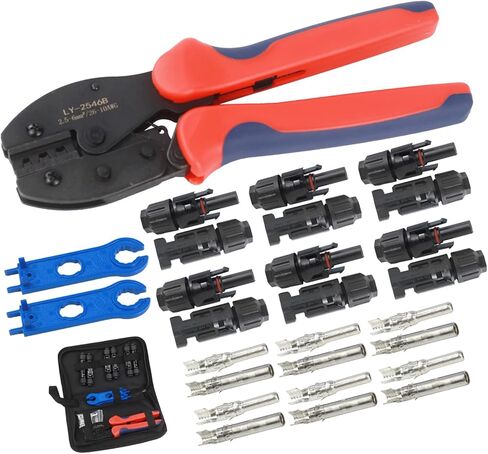 Solar Crimping Tool Kit LY-2546B Crimping Pliers with Male Female Solar Cable Connectors, Solar Spanner Wrench for Connectors Solar Panel 2.5/4/6mm² AWG14/12/10 in Kuwait