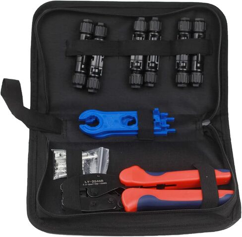 Solar Crimping Tool Kit LY-2546B Crimping Pliers with Male Female Solar Cable Connectors, Solar Spanner Wrench for Connectors Solar Panel 2.5/4/6mm² AWG14/12/10 in Kuwait