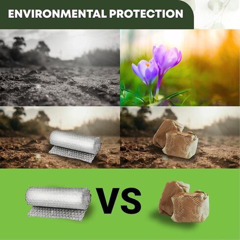 Hexigo Honeycomb Packing Paper Roll - 12"x300' Recyclable Brown Kraft Paper for Wrapping & Packing - Eco-Friendly Expanded Packing Paper in Self-Dispensed Box For Dishes & Kitchen Essentials in Kuwait