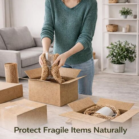 Honeycomb Packing Paper Roll – Eco Friendly Bubble Wrap Alternative for Fragile Shipping, Plastic-Free Honeycomb Wrap for Glass, Ceramics & Moving Supplies, (15"x875Ft) in Kuwait