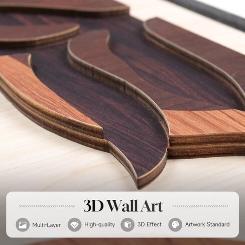 Framed Textured Wood 3D Wall Art for Living Room, Large Boho Tropical Brown Artwork for Walls, 3 Piece Farmhouse Botanical Leaf Wood 3D Textured Wall Art Decor for Office Bedroom Hallway, 24x36 Inch in Kuwait