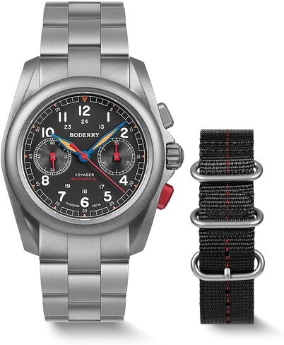 BODERRY Titanium Chronograph for Men, Automatic Mechanical Field Watch, Sapphire Crystal, 200M Waterproof- Voyager in Kuwait