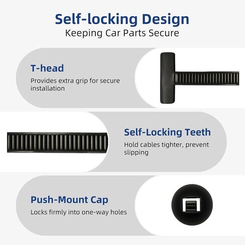100PCS Nylon Universal Cable Tie Buckle Zip Ties - Heavy Duty Self-Locking Cable Tie Buckles Clips for Car Auto Bumper Fender Repairs, Multipurpose Plastic Fasteners for Automotive Use in Saudi Arabia