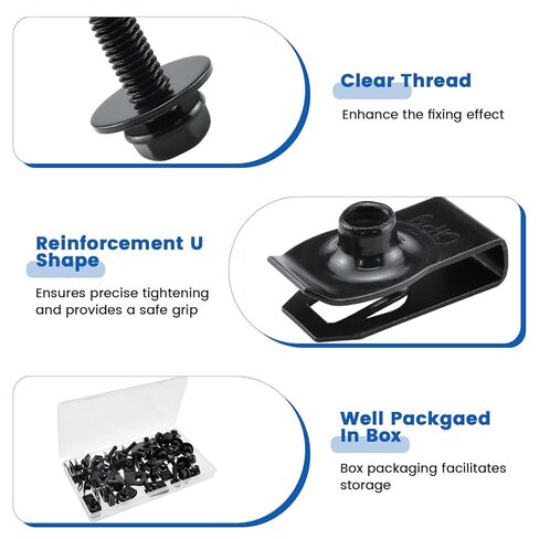 20 مجموعة من مسامير الجسم M6-1.0 المصنوعة من الفولاذ المنغنيز ومشابك صواميل على شكل حرف U، وأدوات تثبيت شديدة التحمل لمصدات السيارات، والرفارف، وغطاء المحرك، وغطاء المحرك، ودرع الرش in Kuwait
