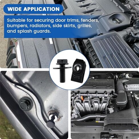 20 مجموعة من مسامير الجسم M6-1.0 المصنوعة من الفولاذ المنغنيز ومشابك صواميل على شكل حرف U، وأدوات تثبيت شديدة التحمل لمصدات السيارات، والرفارف، وغطاء المحرك، وغطاء المحرك، ودرع الرش in Kuwait