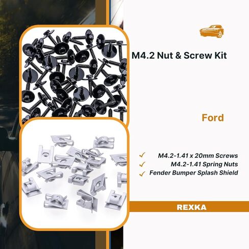 Rexka 15 Sets M4.2 Fender Liner Nut & Screw Kit for Ford W704277S439 W710763S450B in Kuwait
