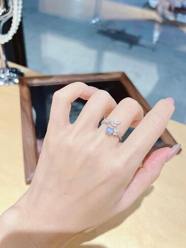 3Pcs Multi-Layered Ocean Blue Rhinestone Heart Flower Rings for Women Teens Gifts Trendy Stuff Boho Stackable Love Silver Ring Set Vintage Crystal Knuckle Stacking Rings Christmas Gifts Stacking Stuffers in Saudi Arabia